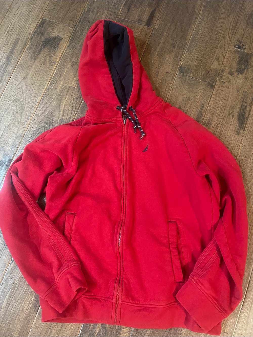 Nautic Red Hooded Zip Sweatshirt with Black Hood Lining